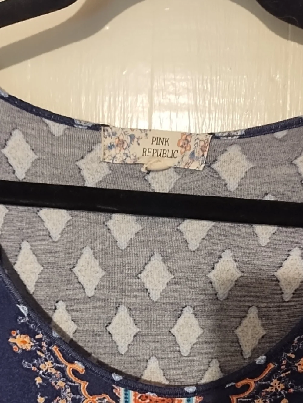 Pink Republic Navy Maxi Dress with Coral Center Border - Picture 2 of 8